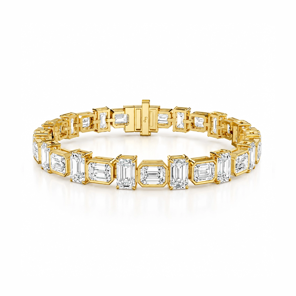 Bridget Emerald Cut Diamond Yellow Gold Tennis Bracelet