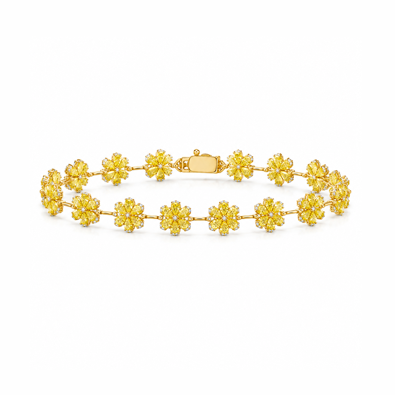 Fleur Canary Yellow Eco Diamonds Floral Station Bracelet