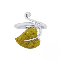 Crushed Yellow Diamonds Leaf Ring