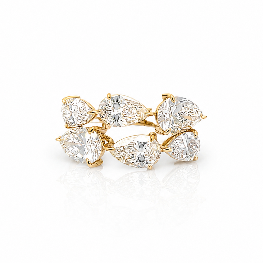 Fancy Pear Yellow Gold Eco Diamonds Ring