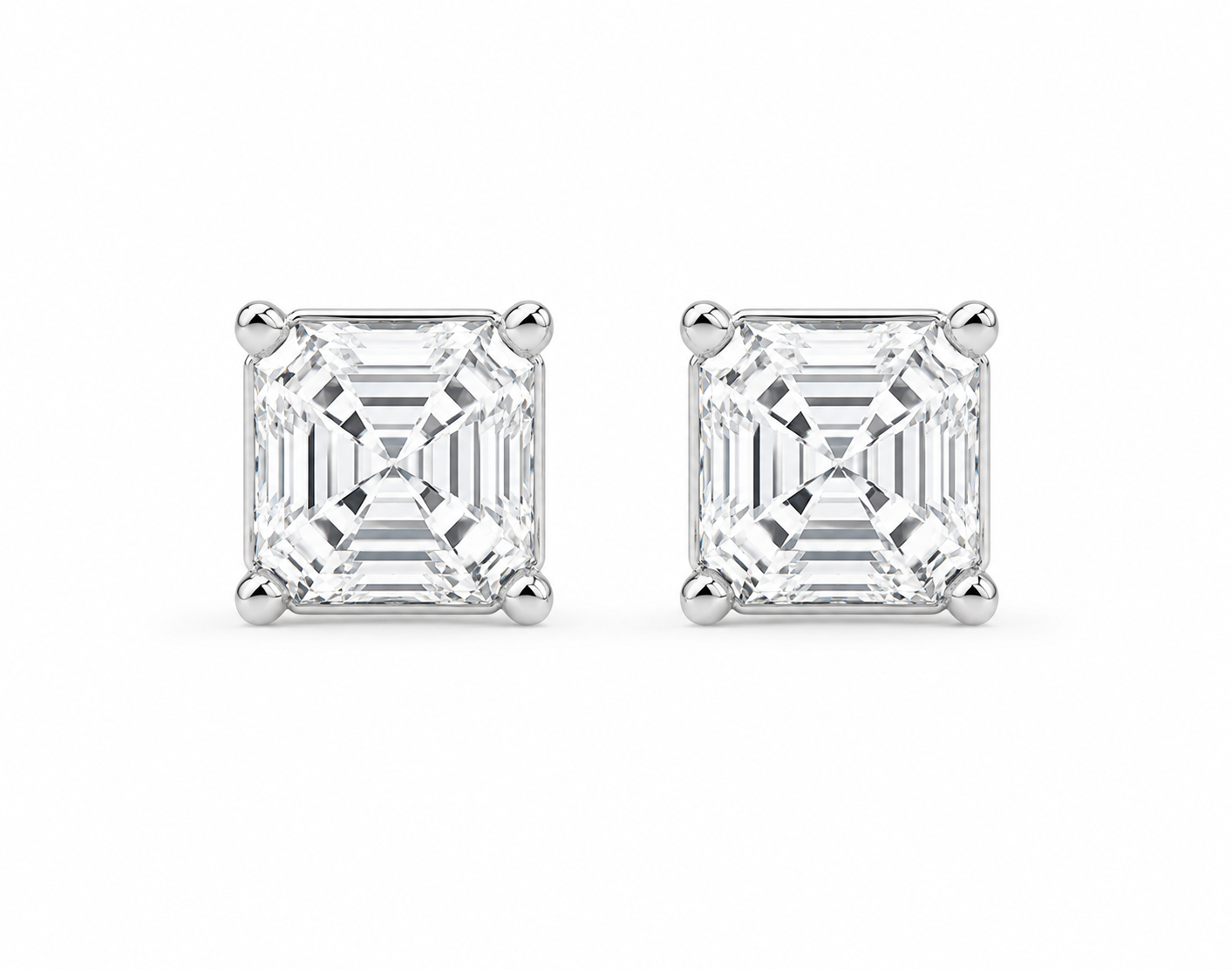 Asscher Cut Eco Diamonds Stud Earrings