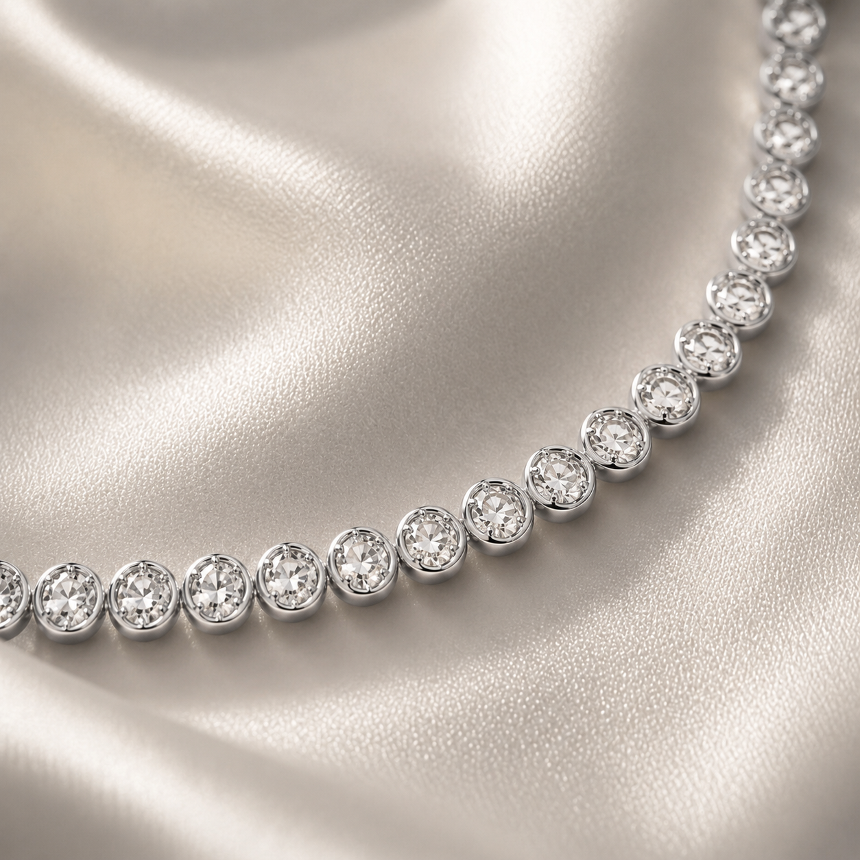 Portofino Oval Shaped Bezel Set Eco Diamonds Tennis Necklace 15 Carats