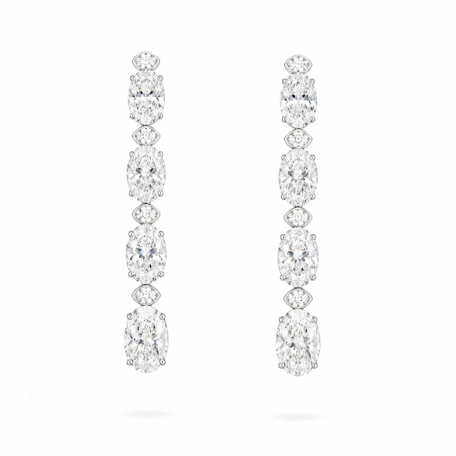 Diana Oval Shape Eco Diamonds Drop Earrings
