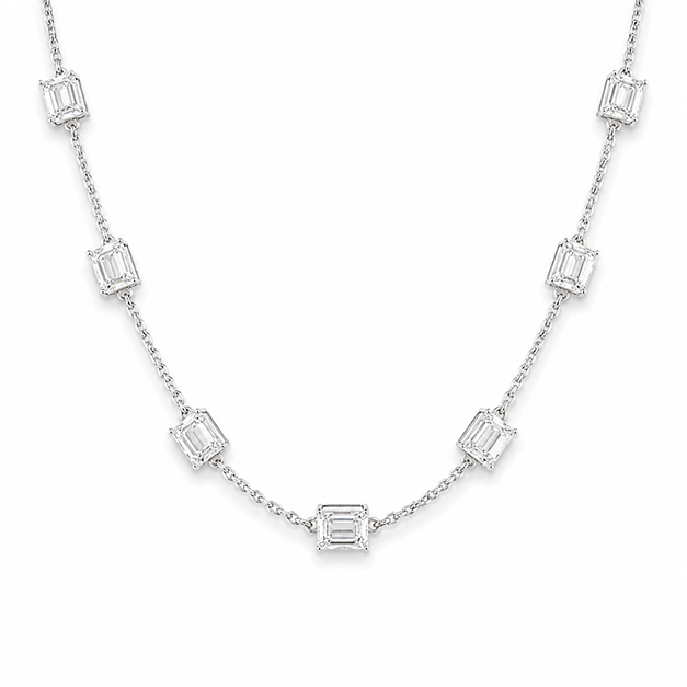 Capri Emerald Cut Diamonds Station Necklace