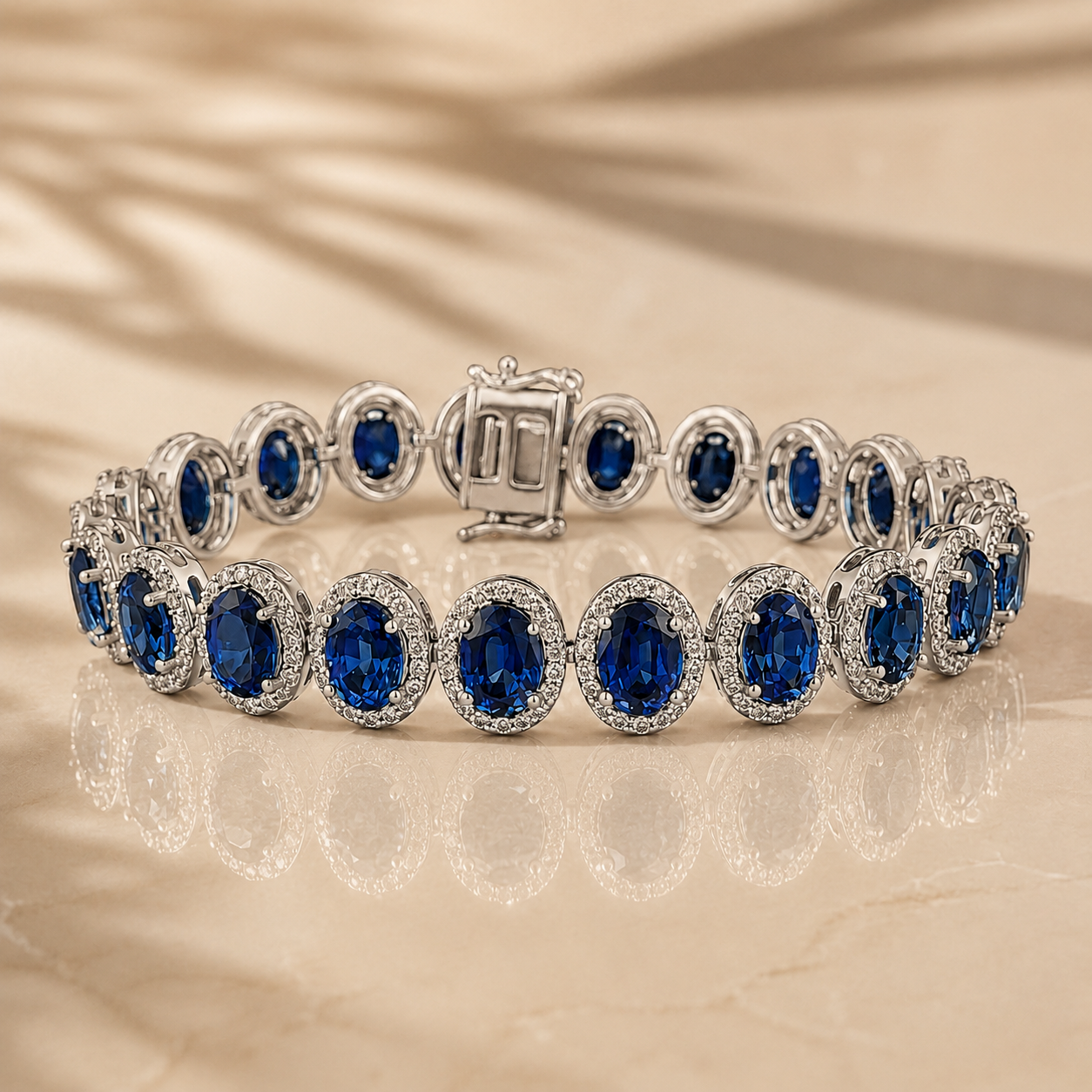 Oval Blue Sapphire Diamond Bracelet