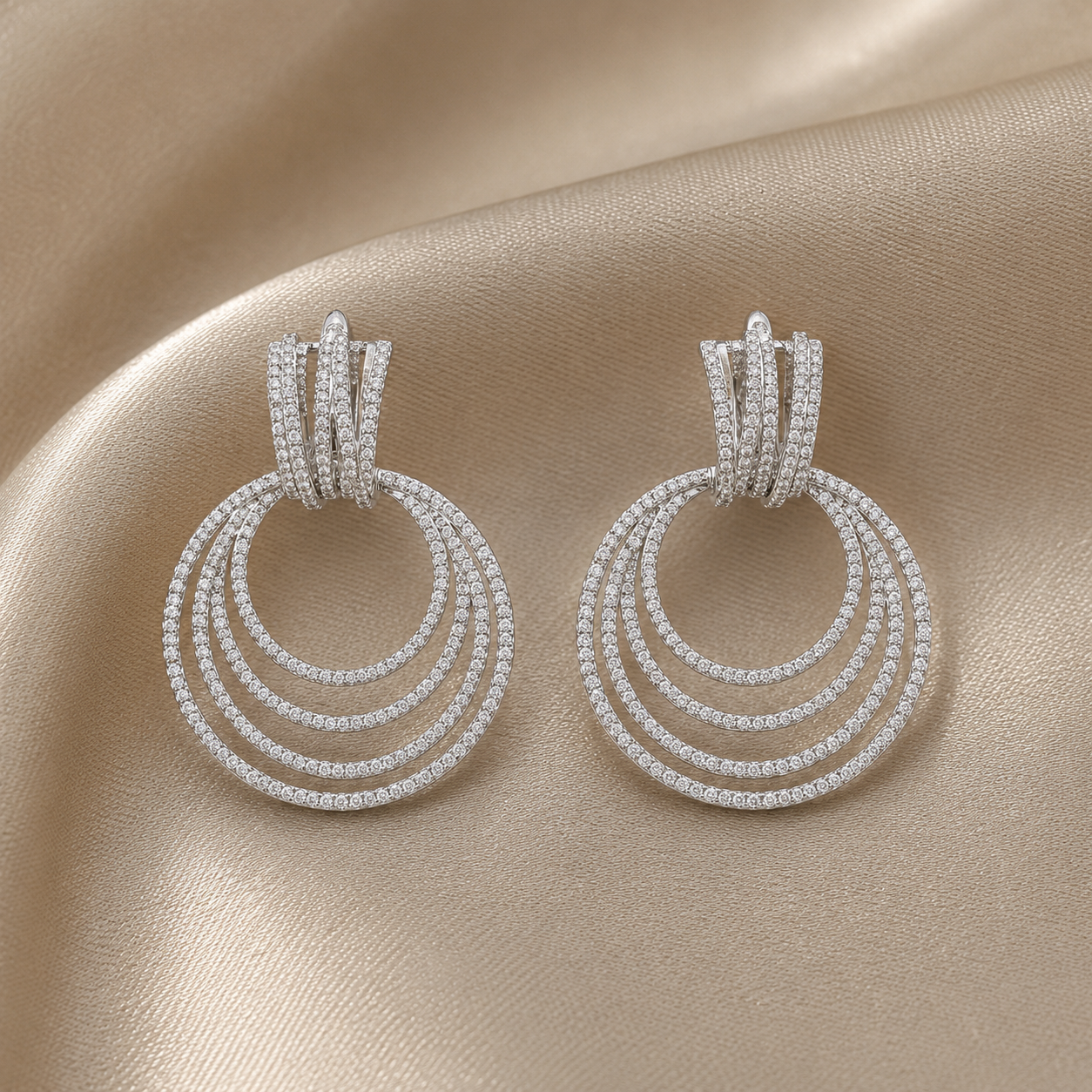 Multi Circle Eco Diamonds Pave Earrings