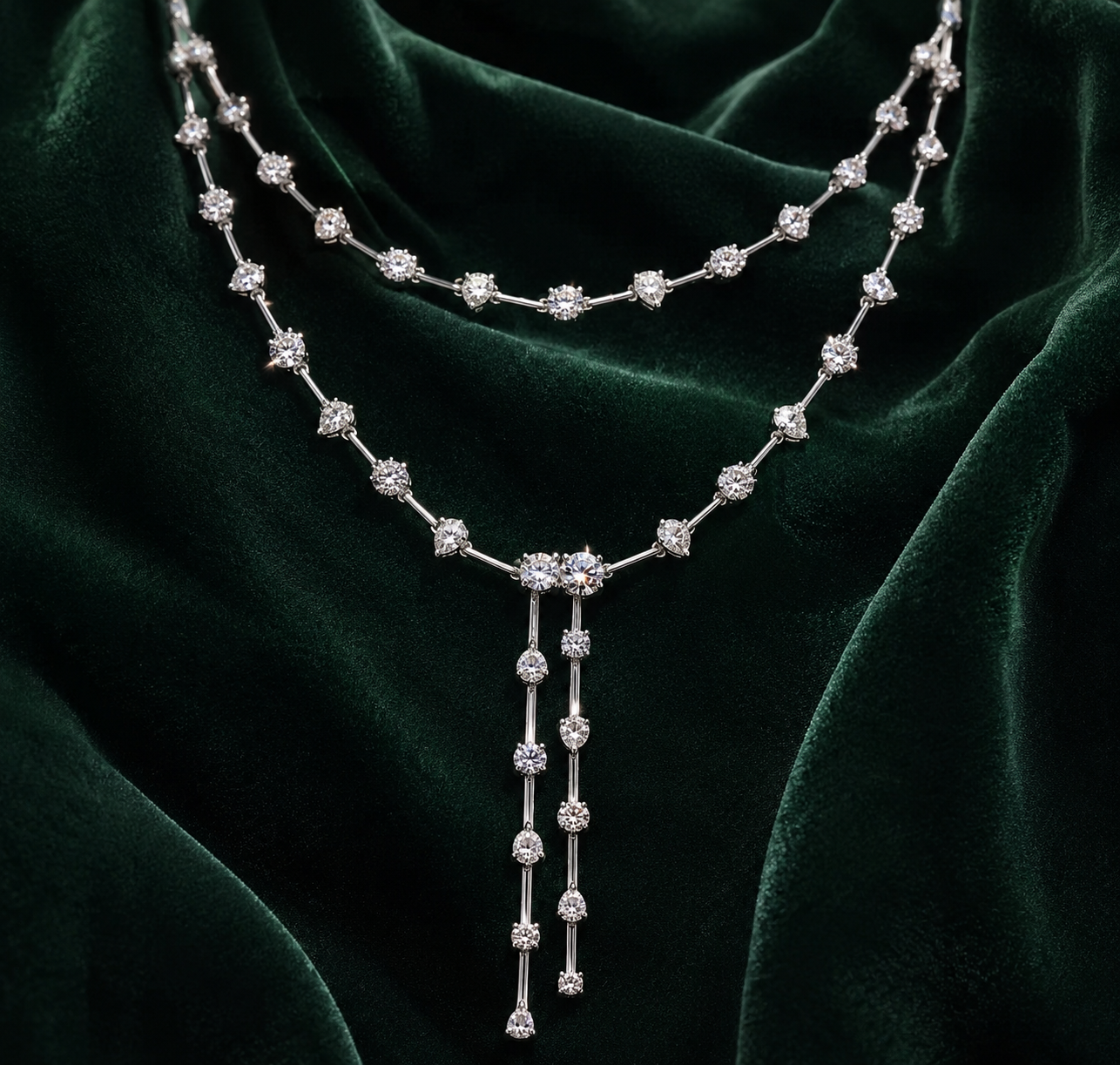 Monte Carlo Lariat Round Pear Eco Diamonds Necklace