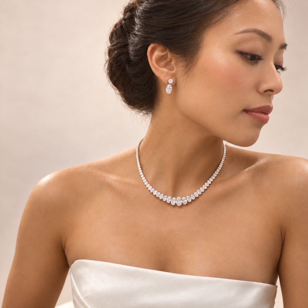 Crown Jewels Oval Riviera Diamond Necklace