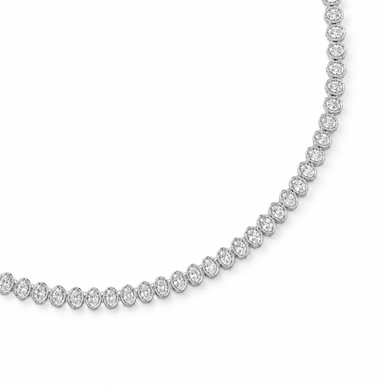 Portofino Oval Shaped Bezel Set Eco Diamonds Tennis Necklace 15 Carats