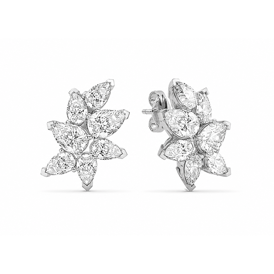 Evelisse Pear Shape Eco Diamonds Cluster Earrings