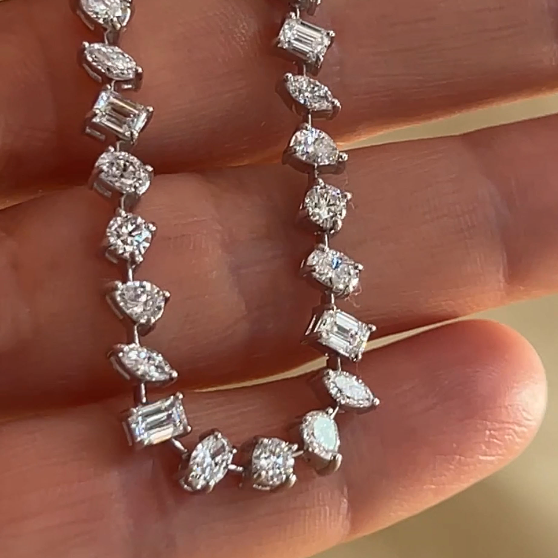 Multi Shape Diamonds Tennis Necklace