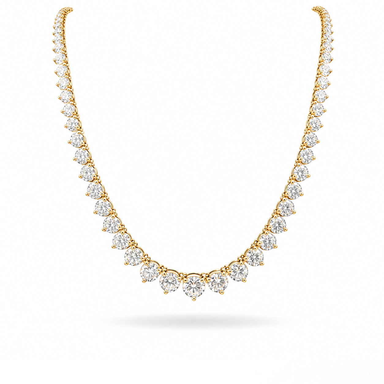 15 carats Grand Riviera Eco Diamonds YELLOW GOLD Tennis Necklace