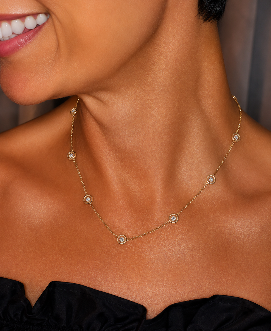 Karma Chain Necklace with Ripples of Diamonds