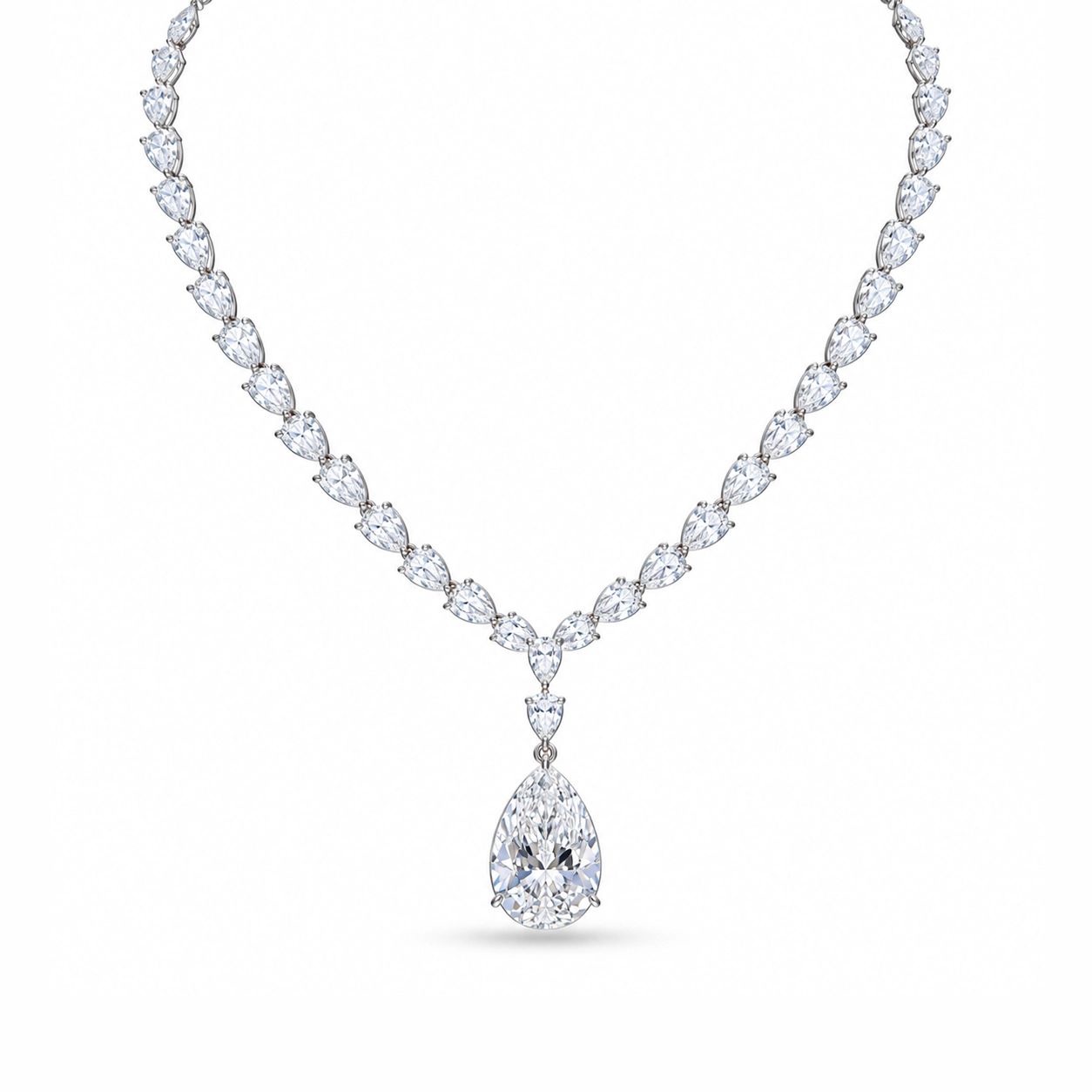 Hepburn Pear Shaped Diamond Necklace with Teardrop Pendant