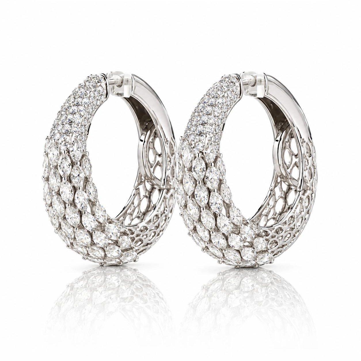 Diamond Marquise Statement Hoop Earrings