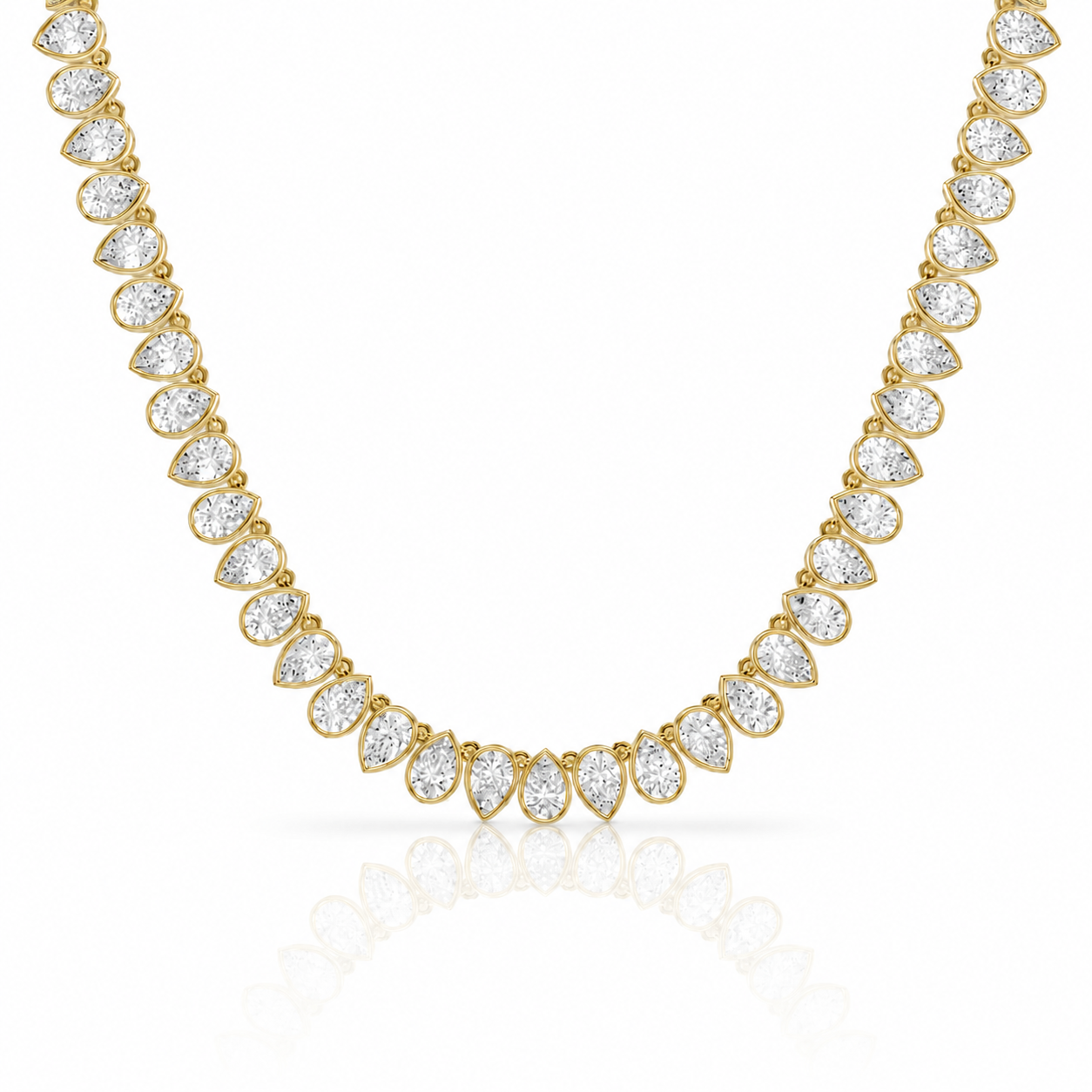 Antoinette Pear Shape Bezel Eco Diamonds Tennis Necklace