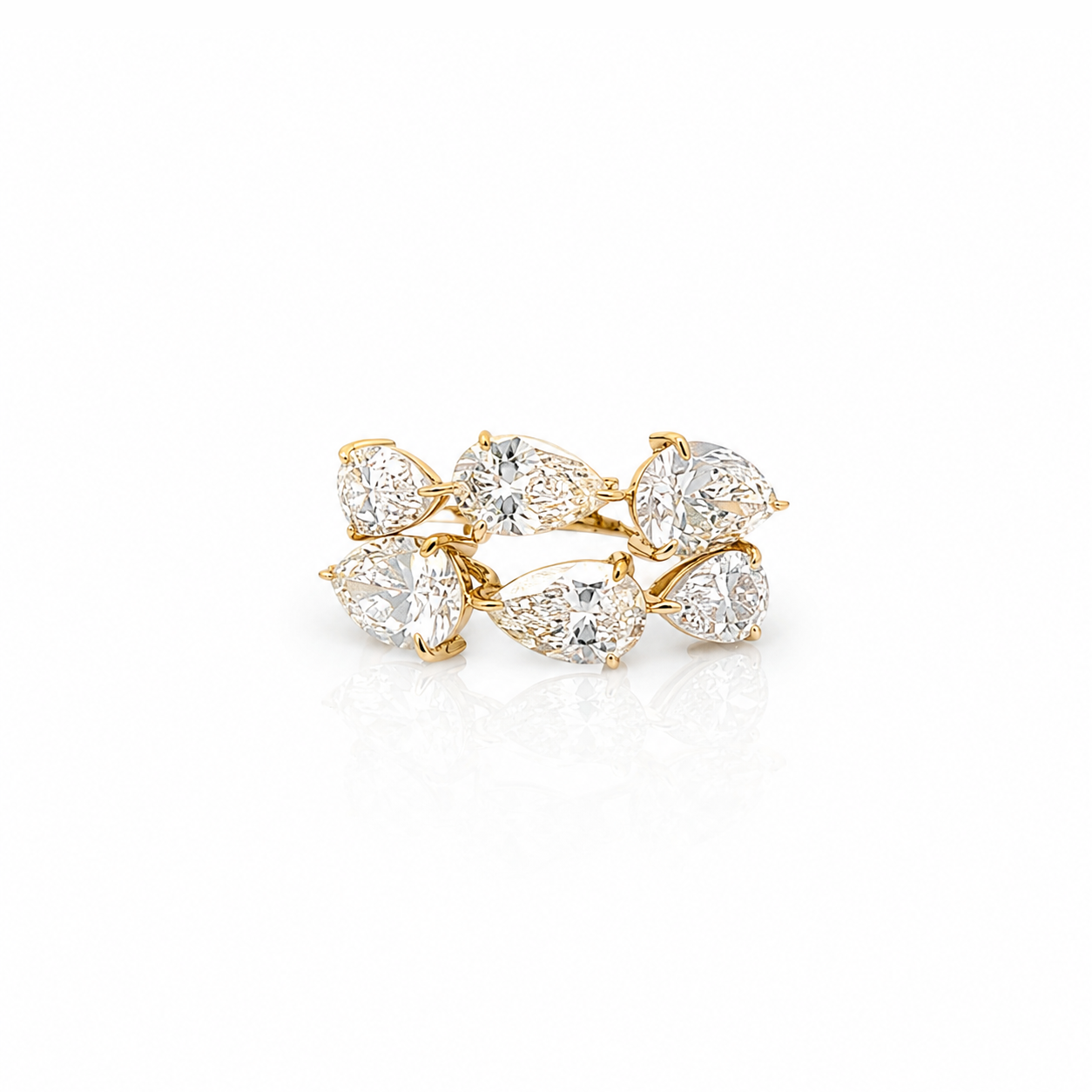 Fancy Pear Yellow Gold Eco Diamonds Ring