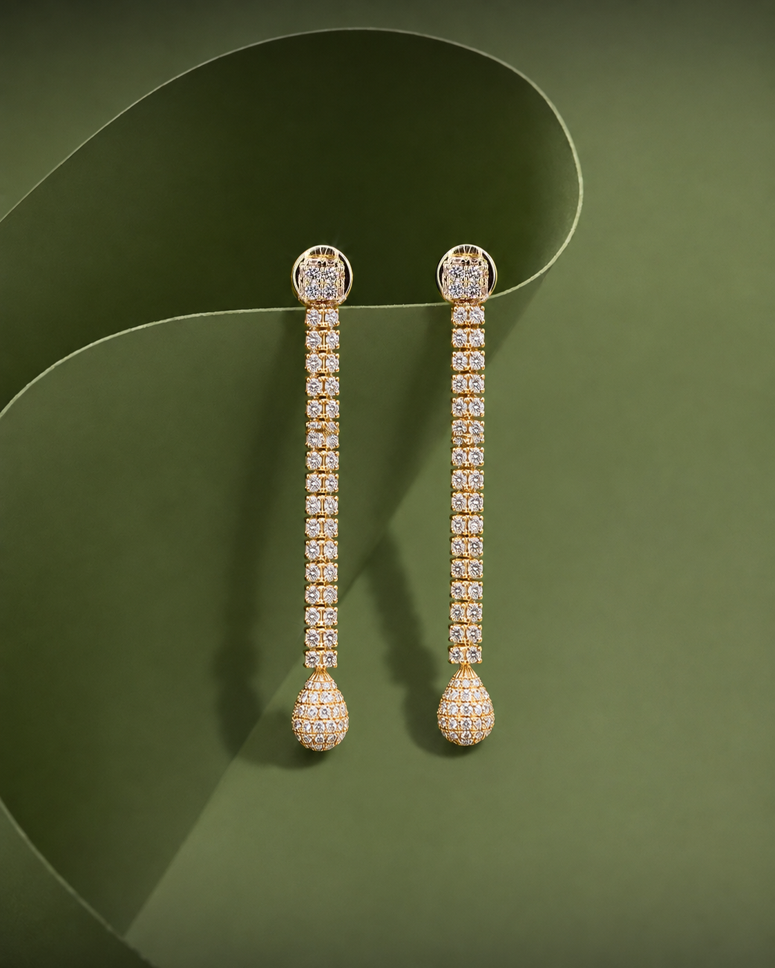 Round 360 Diamond Tennis Tassel Drop Earrings