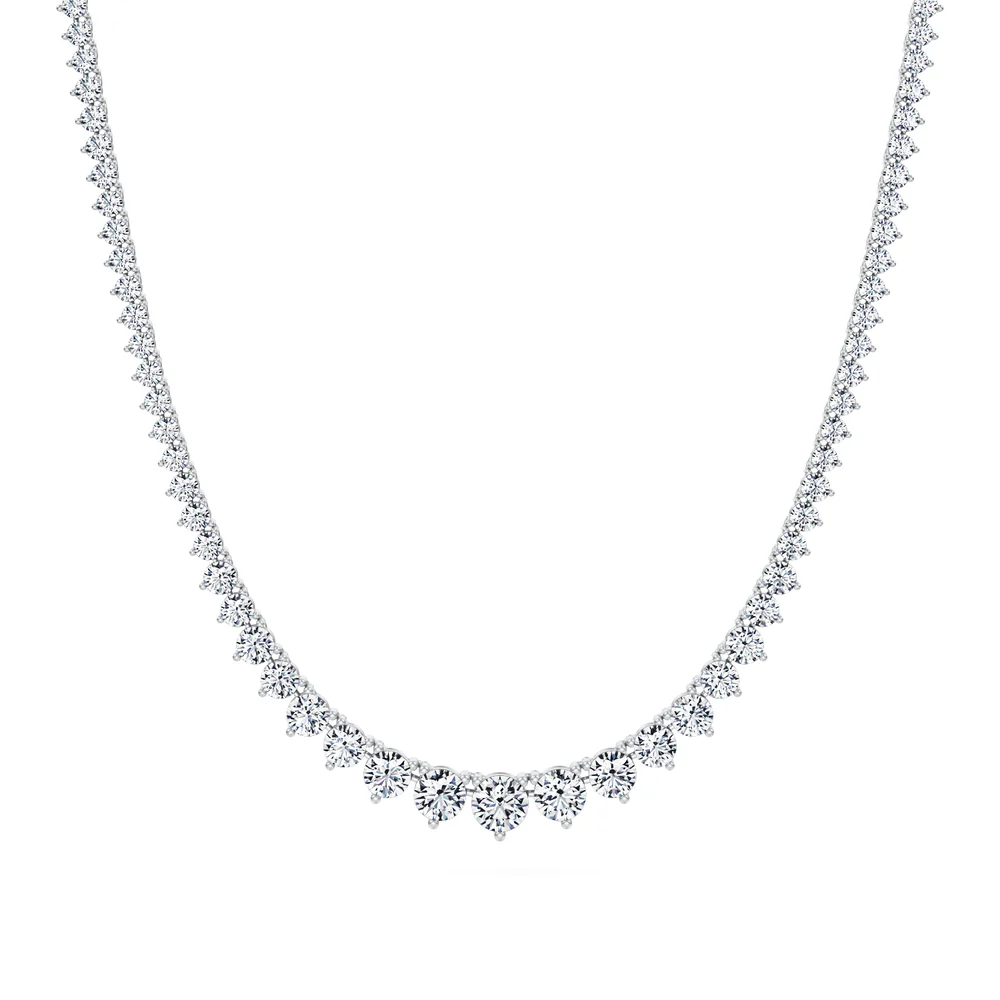 15 carats Riviera Diamond Tennis Necklace 3 Prongs