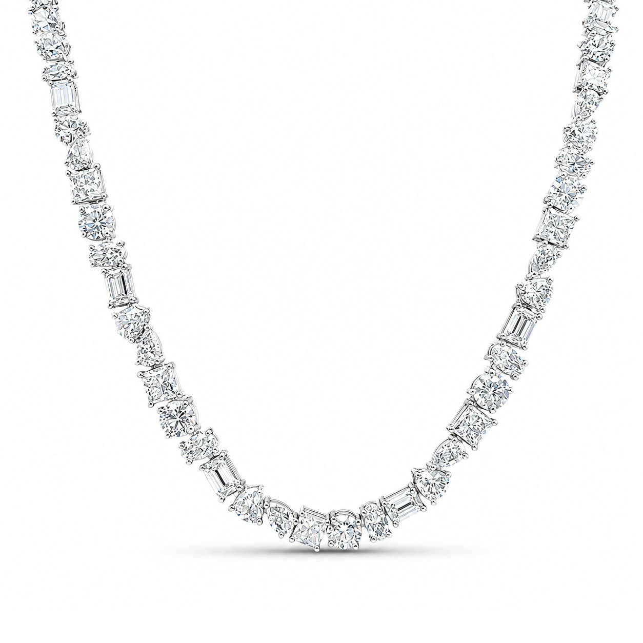 Fancy Cluster Multi Shape Diamond Necklace