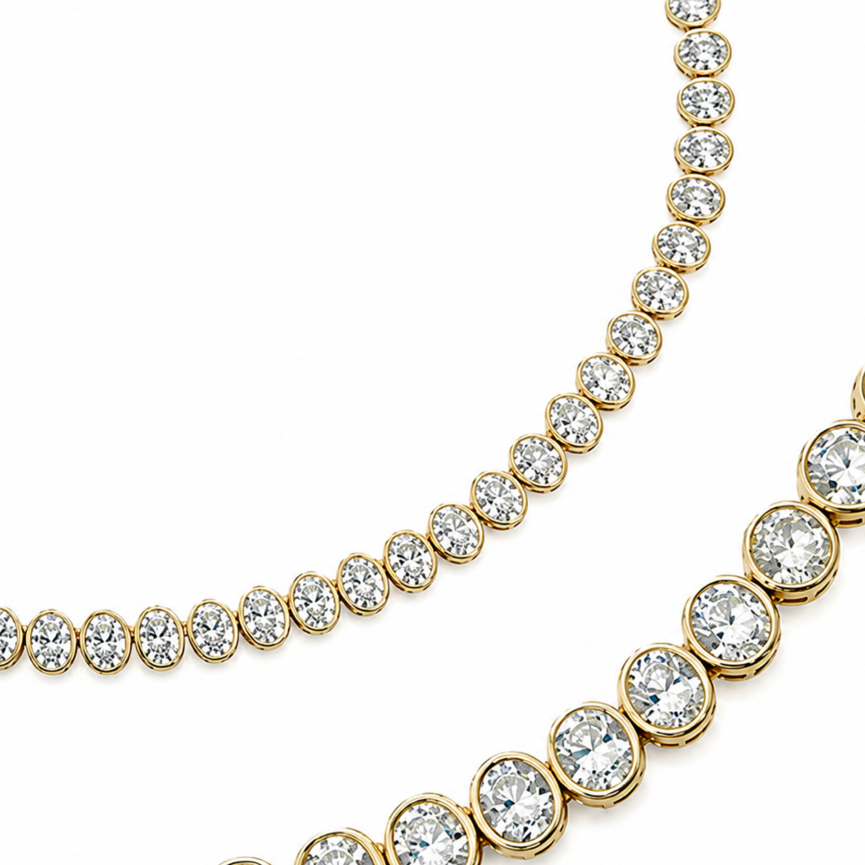 Beaufort Oval Bezel Set Eco Diamonds Tennis Necklace 15 Carats