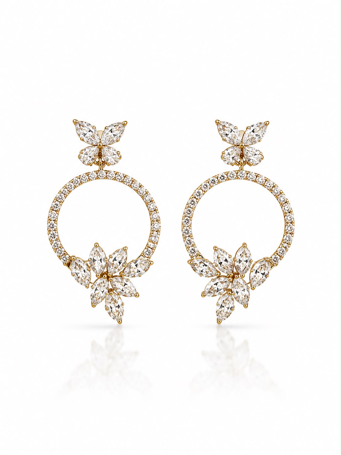 Florette Circle Multi Shaped Eco Diamonds Drop Earrings
