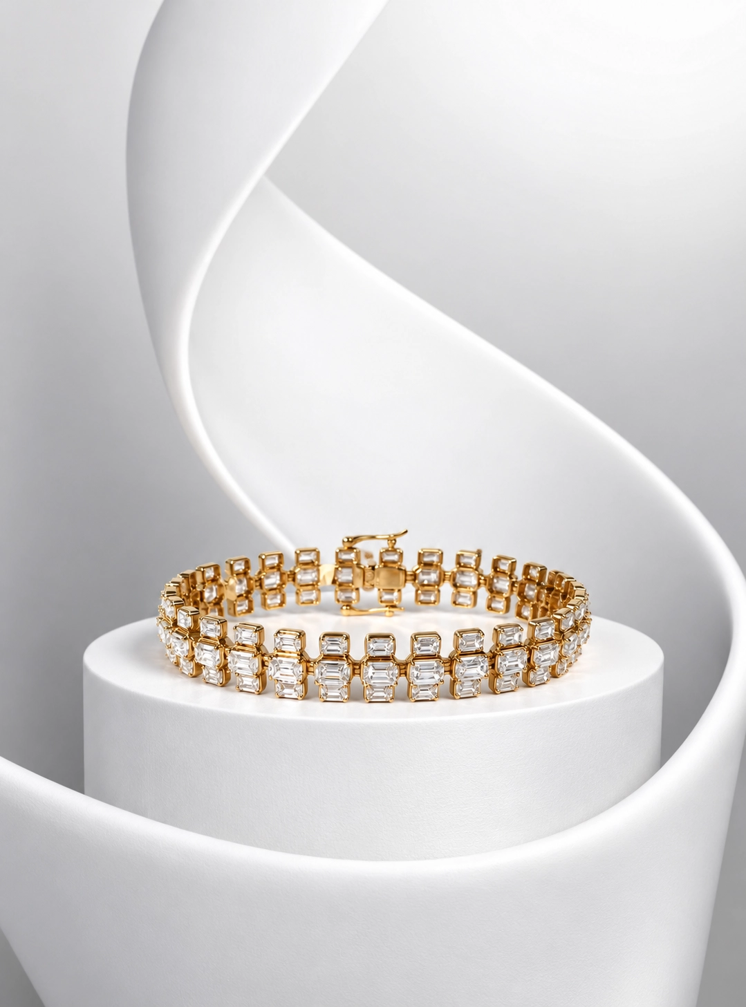 Symphony Emerald Cut Diamond Multi Row Tennis Bracelet