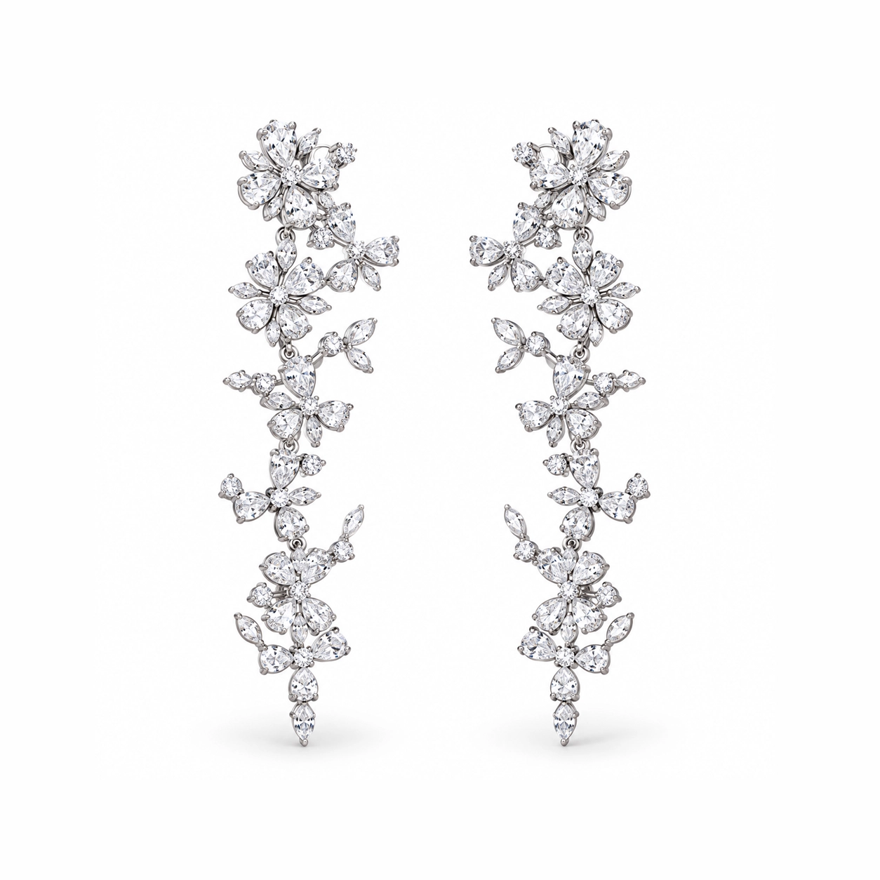 Florence Cascading Diamond Floral Drop Earrings