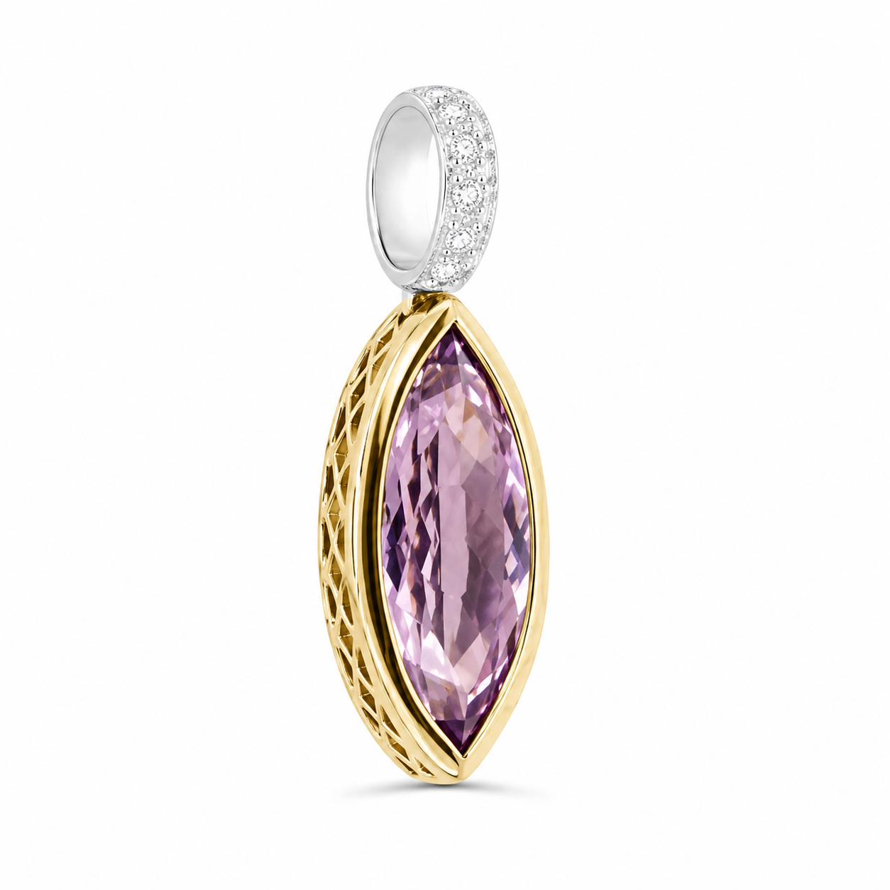 Kunzite and Diamonds Pendant