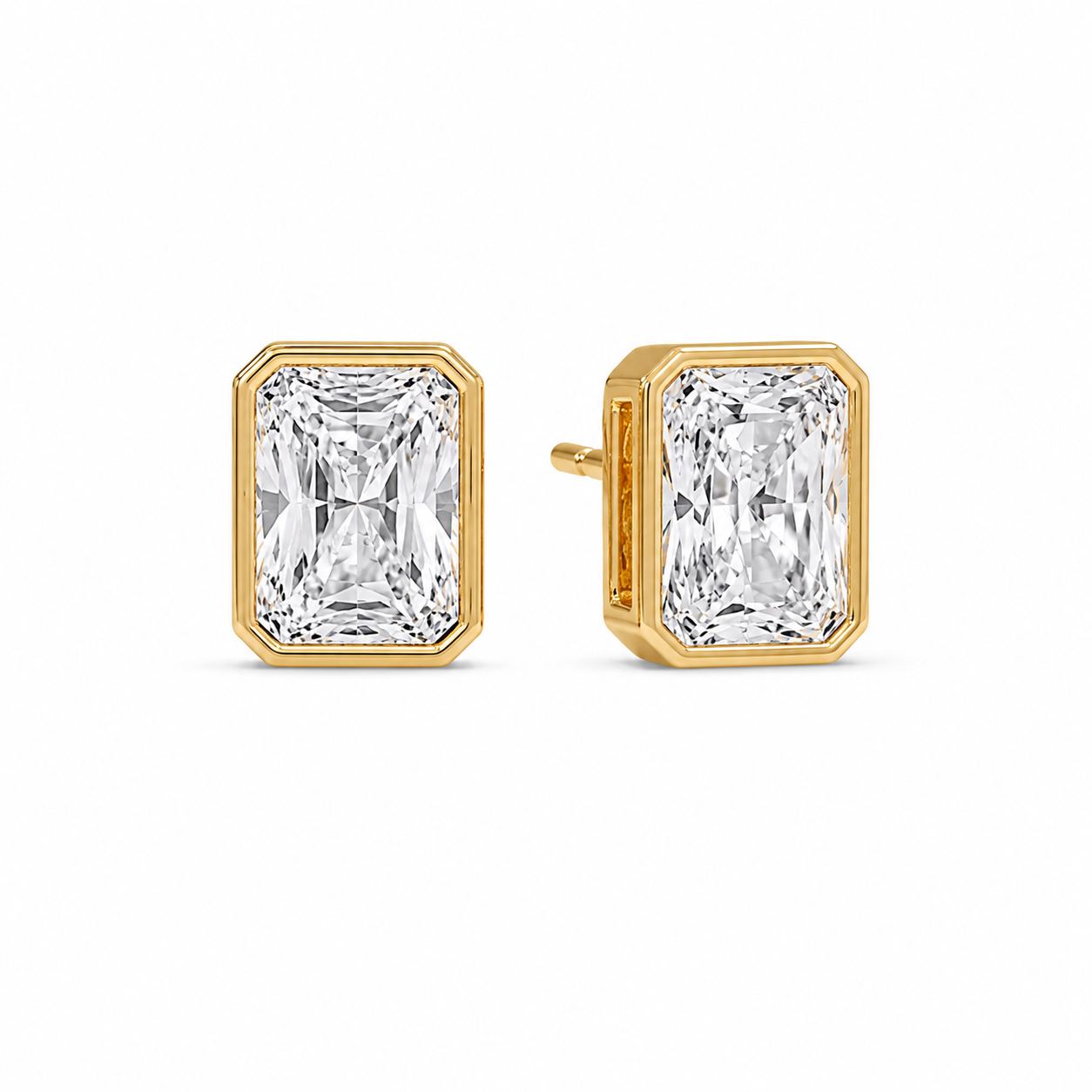 Radiant Bezel Emerald Eco Diamonds Earrings