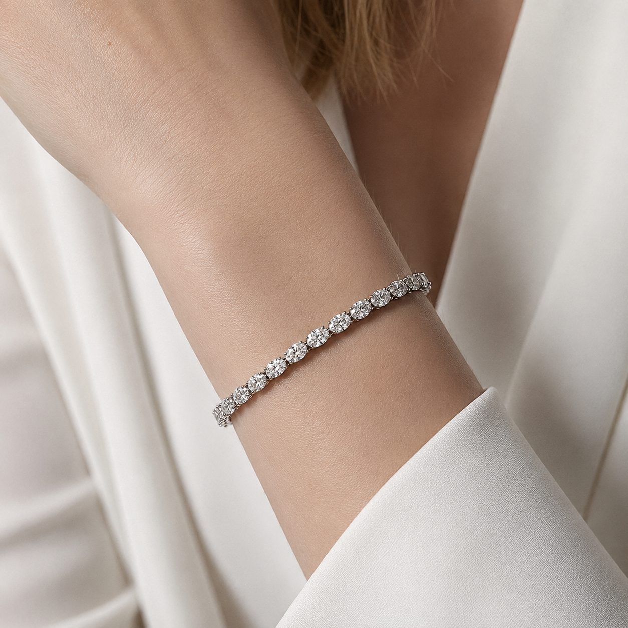 East West Oval Eco Diamonds Tennis Bracelet