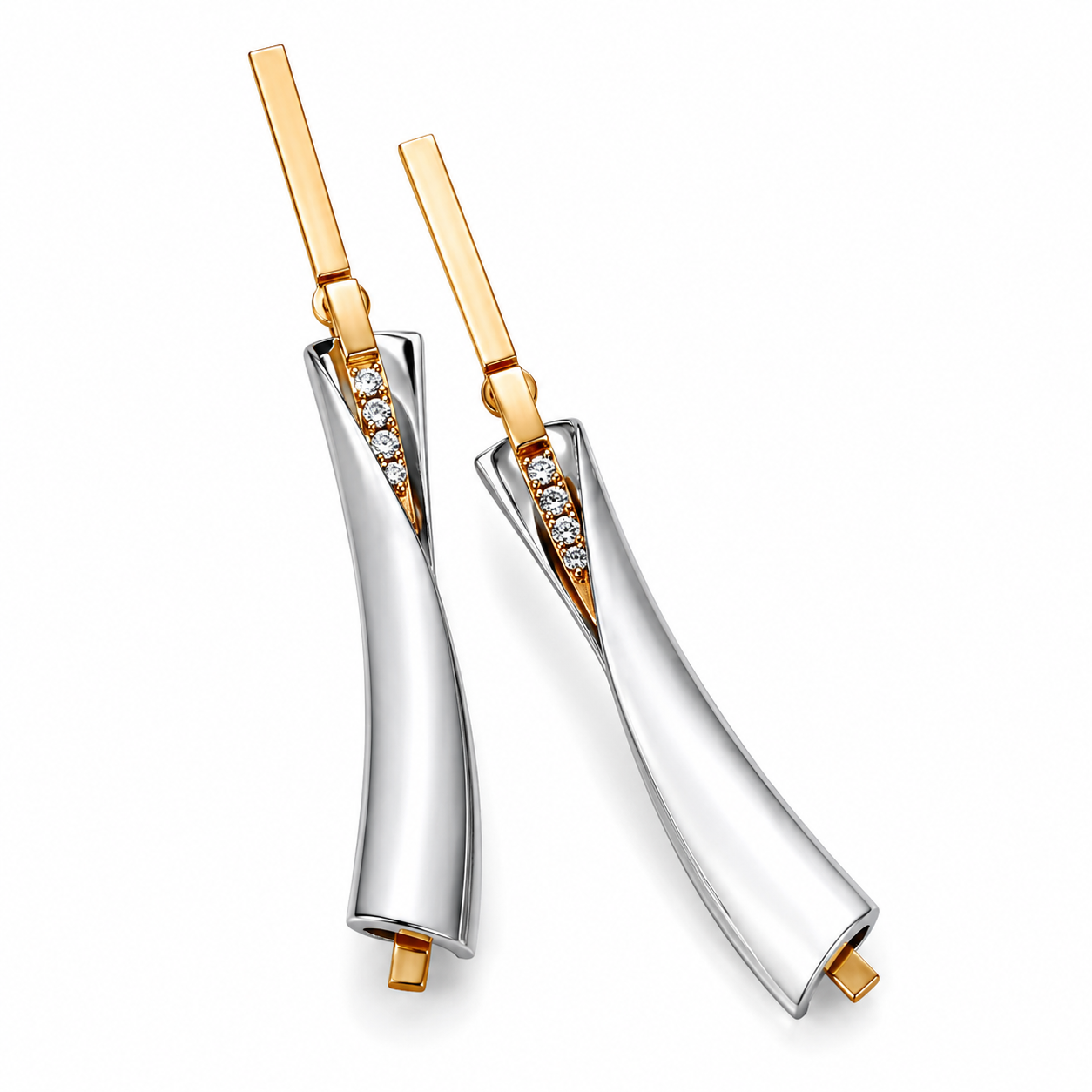 Silver Flute Drop Earrings