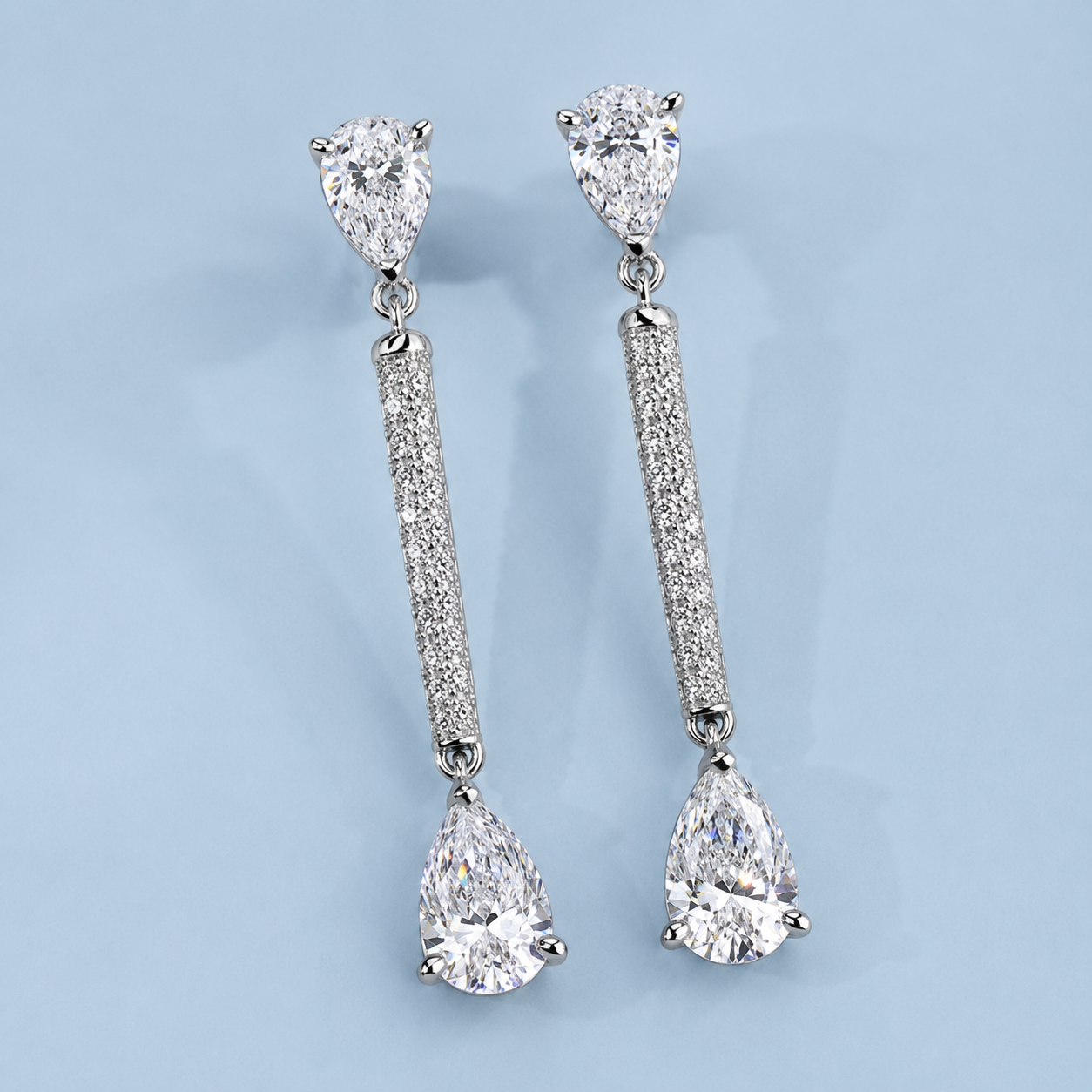 Bar Pear Eco Diamonds Drop Earrings