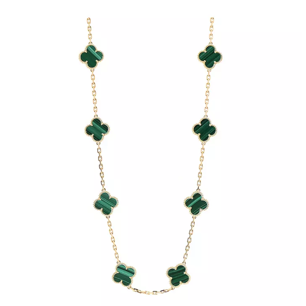 Van Cleef Green Malachite Alhambra Necklace