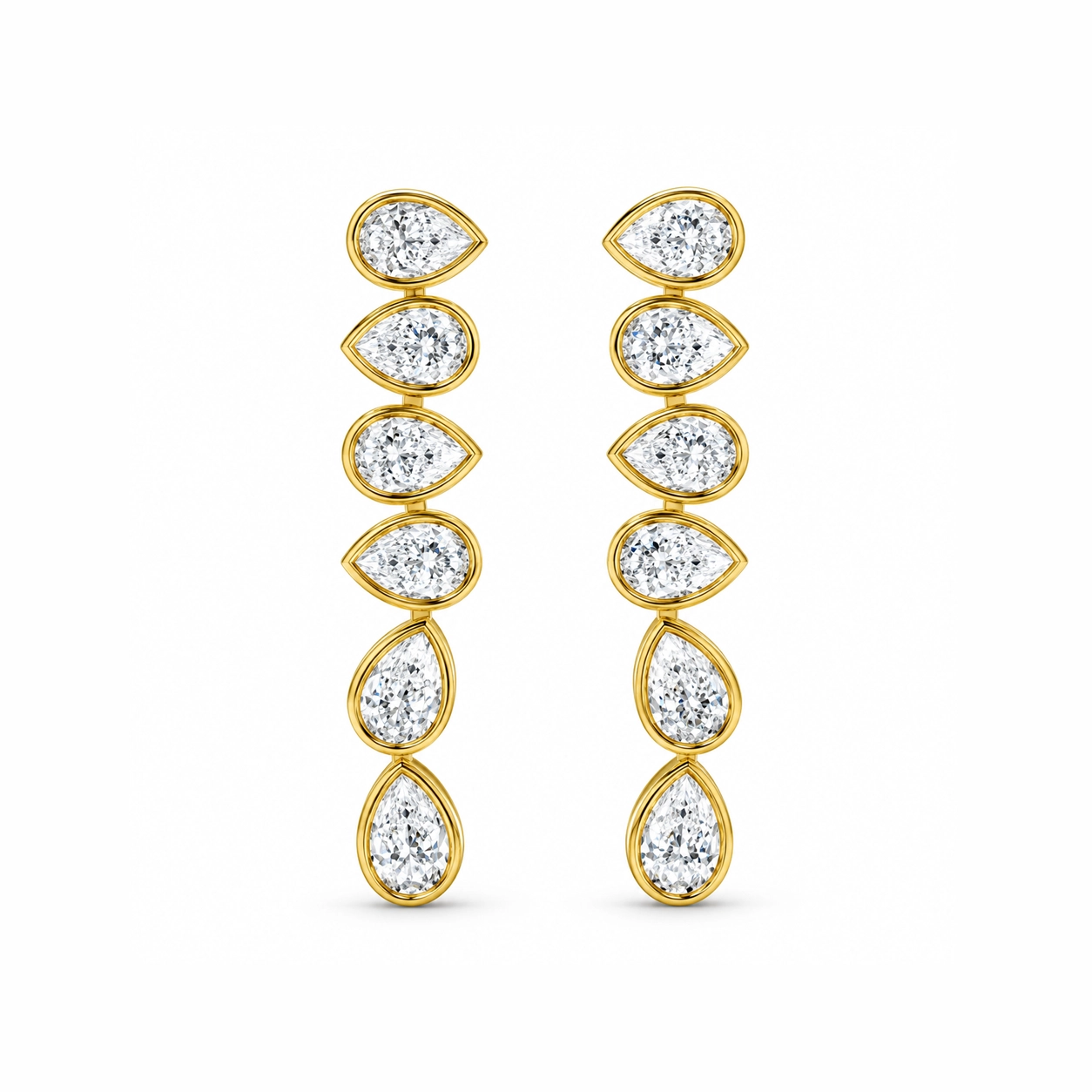 San Marino Bezel Set Pear Shaped Diamond Drop Earrings