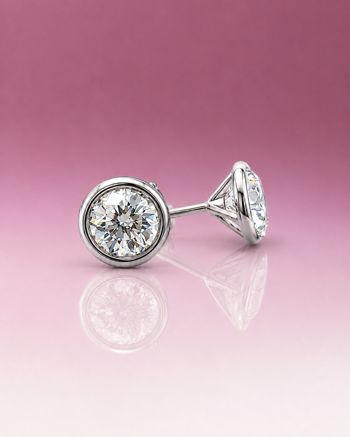 Round Bezel Stud Eco Diamonds Earrings
