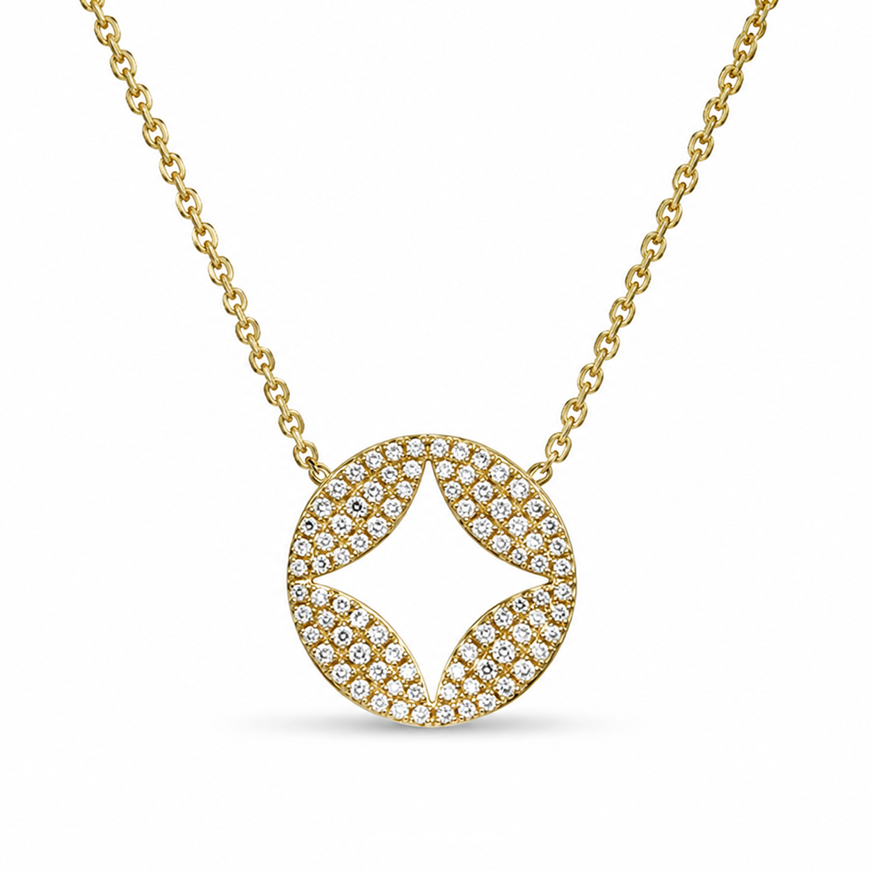 Diamond pave circle with cutout pendant