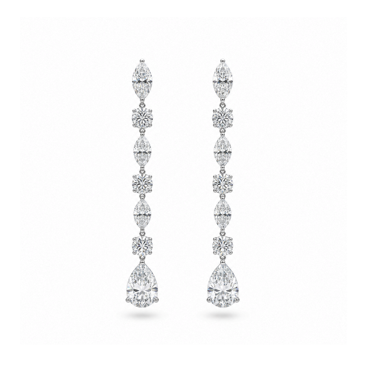 Savoy Marquise and Round Diamond Drop Earrings