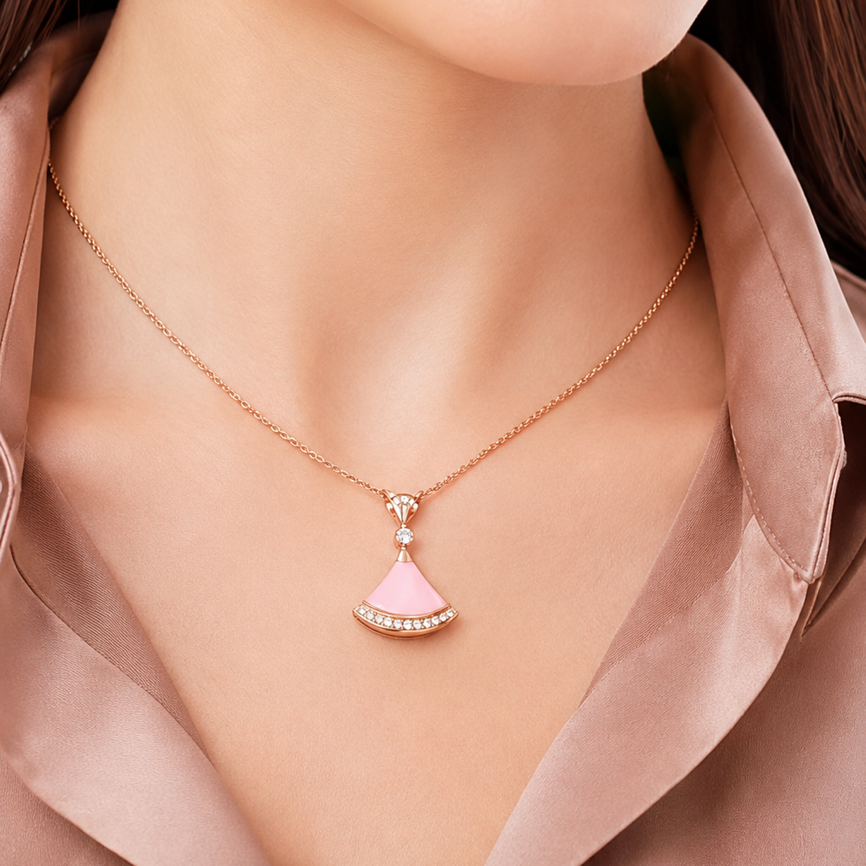 BULGARI Diva's Dream Pink Opal Pendant Necklace