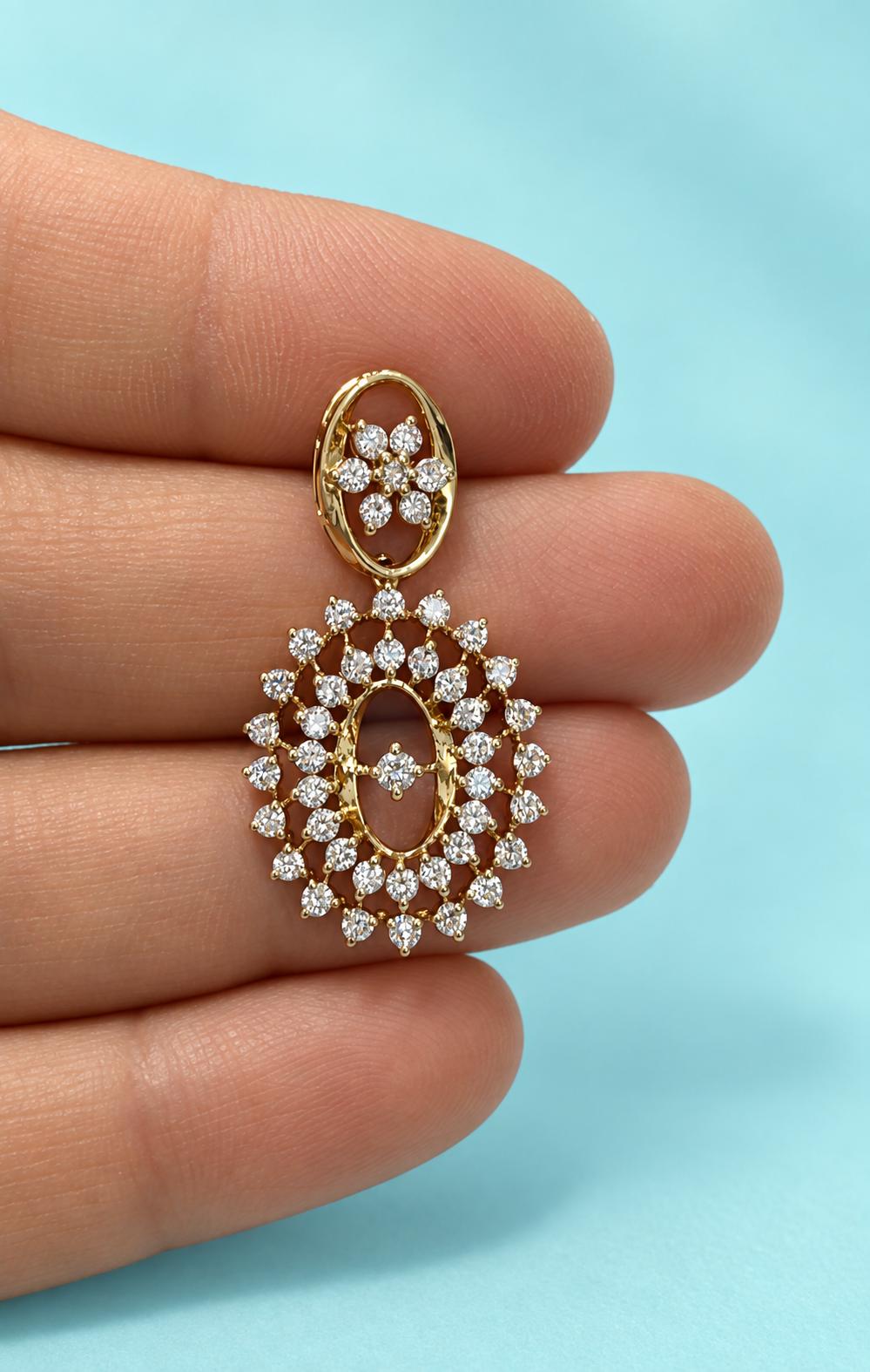 Casablanca Diamond Floral Oval Drop Earrings
