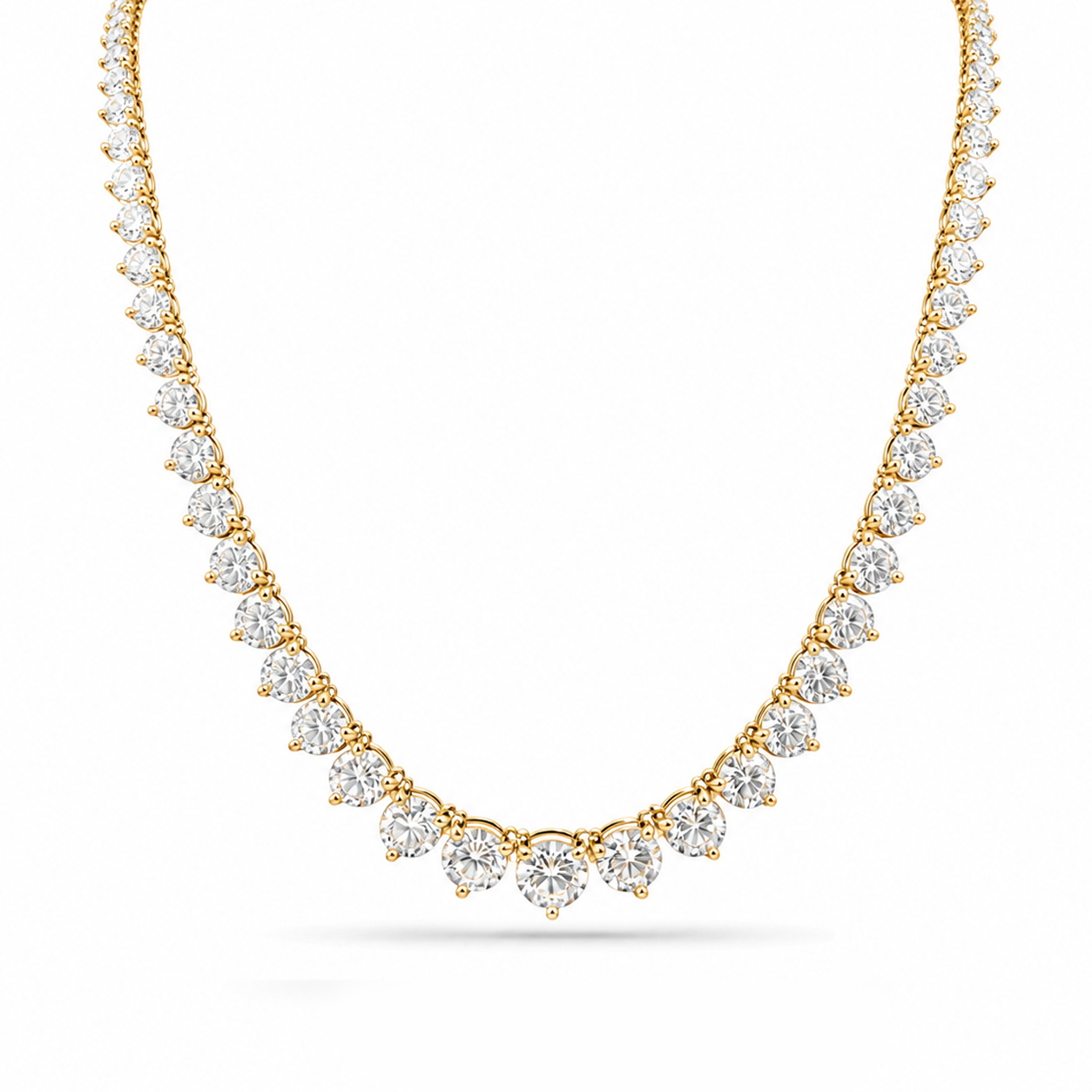 15 carats Grand Riviera Eco Diamonds YELLOW GOLD Tennis Necklace