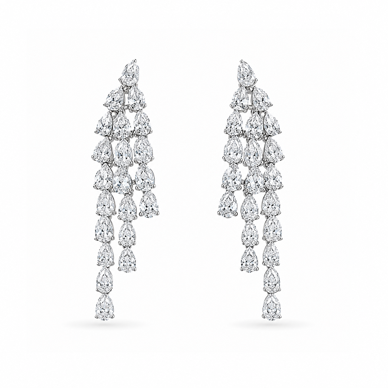 Long Pear Diamond Chandelier Earrings