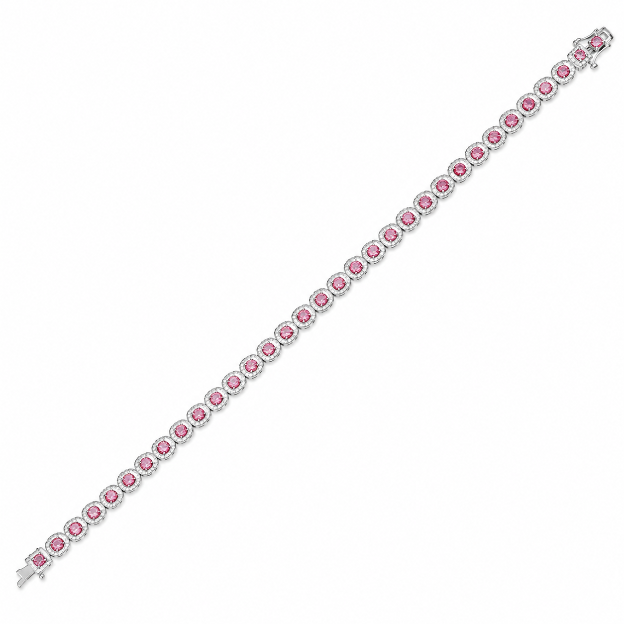 Pink Diamonds Cushion Milgrain Tennis Bracelet