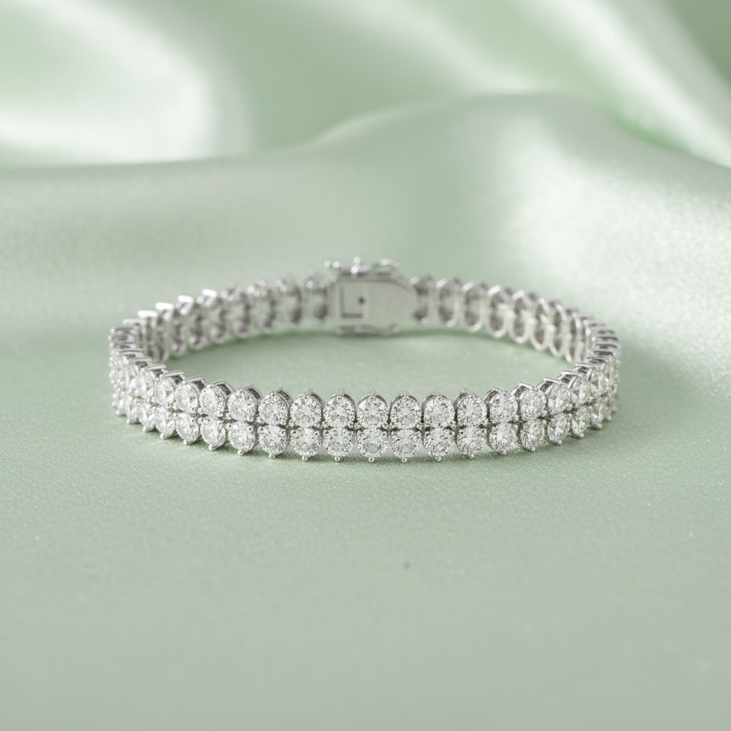 Double Row Eco Diamonds Tennis Bracelet