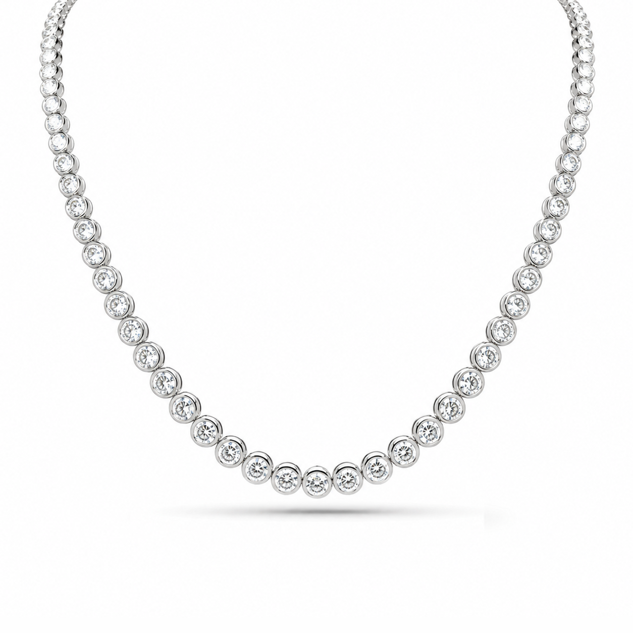 Vella Bezel Set Round Diamonds Tennis Necklace