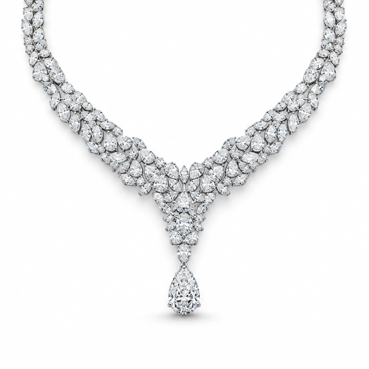 Pear-Shaped Diamond Statement Necklace with Drop Pendant