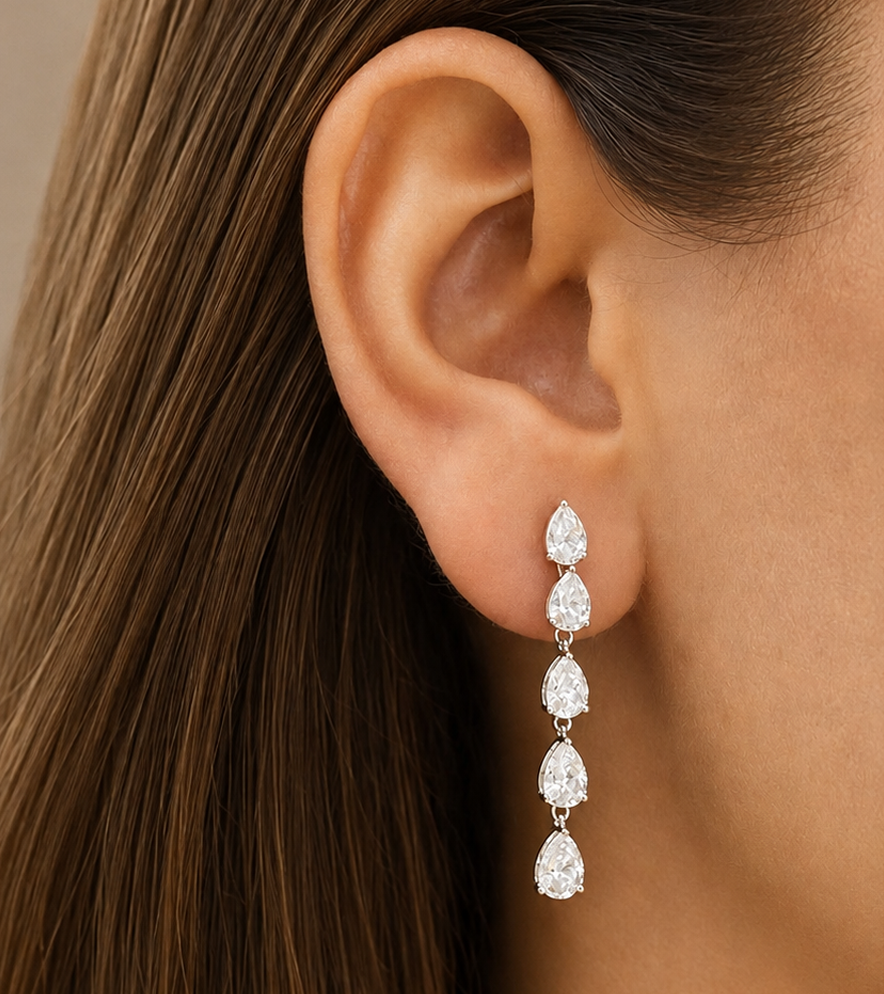 Chelsea Pear Shaped Diamond Drop Earrings