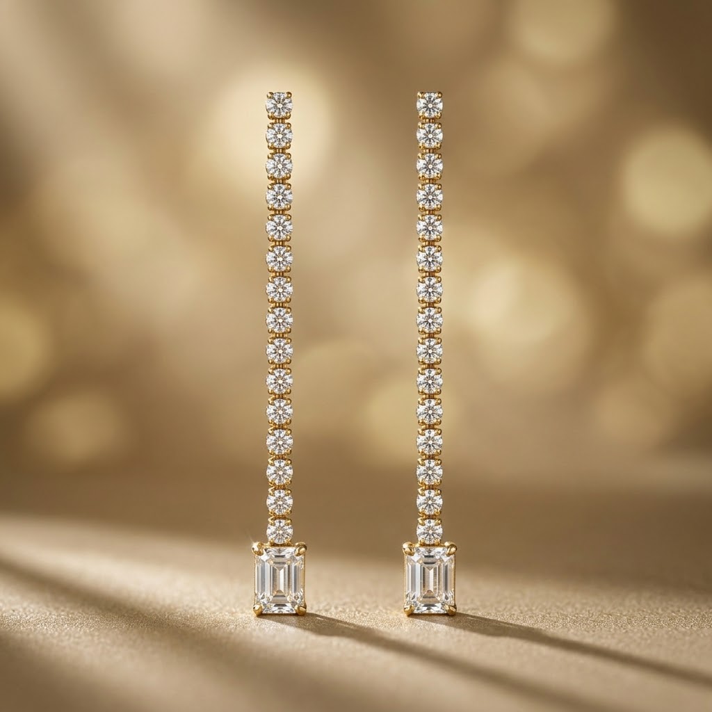 Avenue Round and Radiant Eco Diamonds Drop Earrings