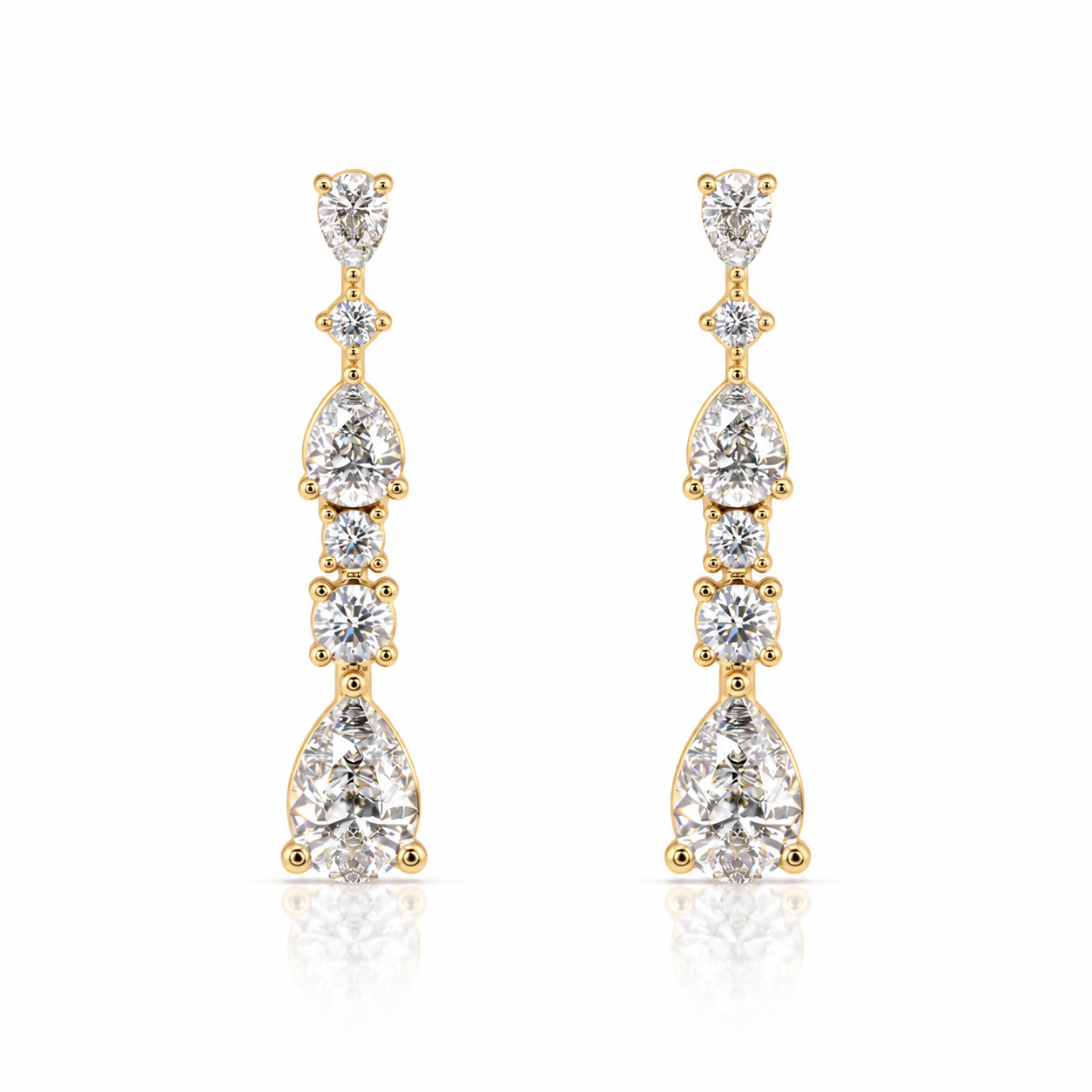 Ballerina Pear and Round Eco Diamonds Drop Earrings