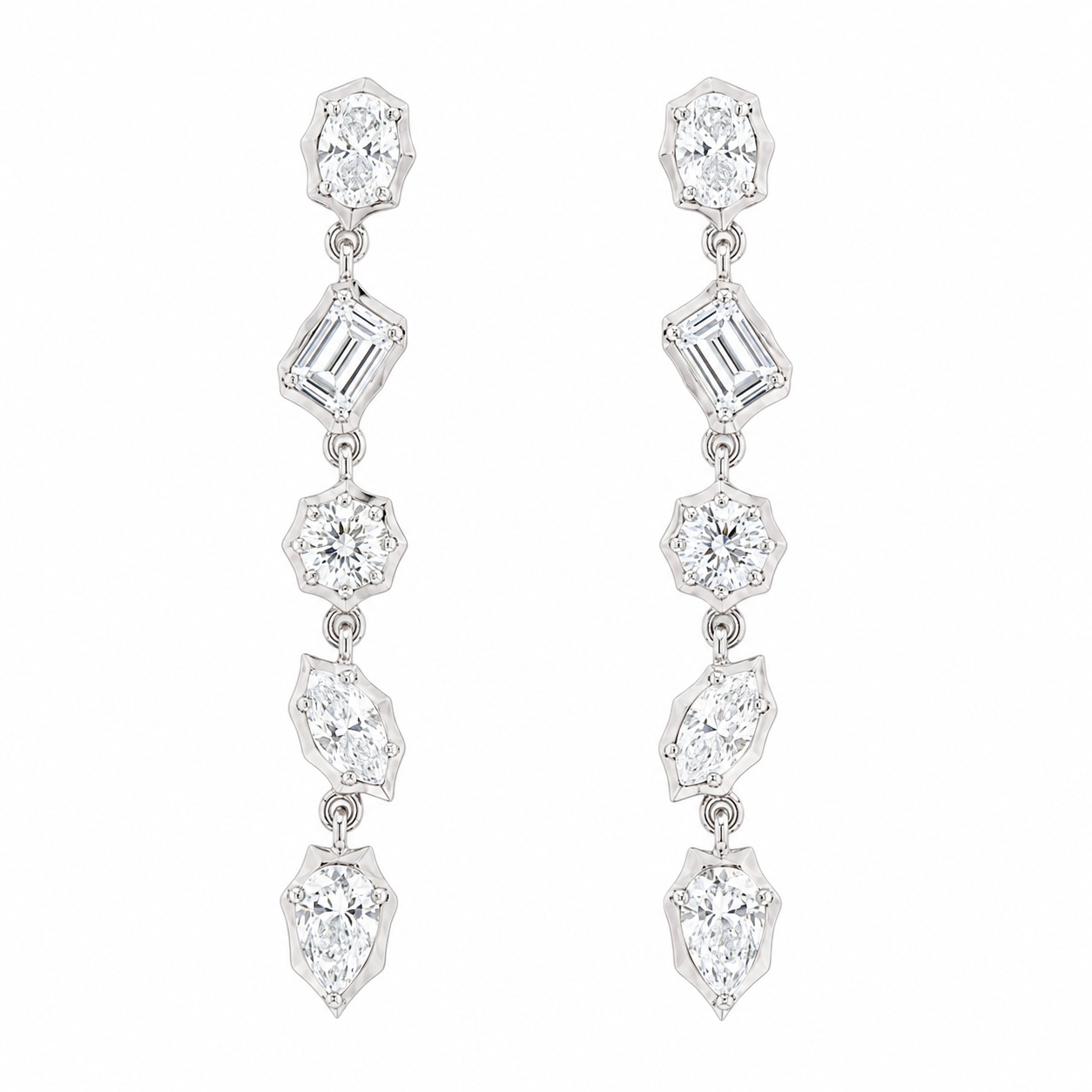 Verona Multi Shape Diamond Drop Earrings